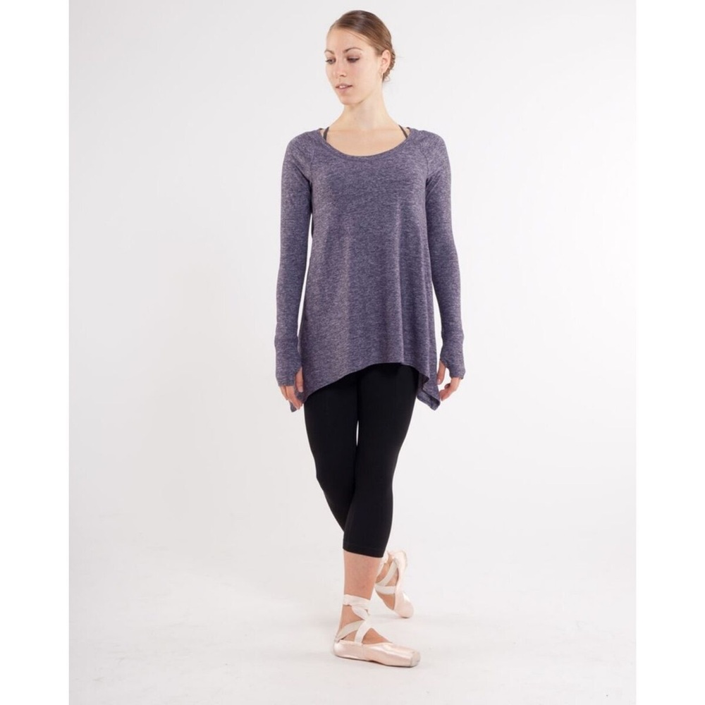 Lululemon Rehearsal Long Sleeve Top In Heathered Black Swan Size 4